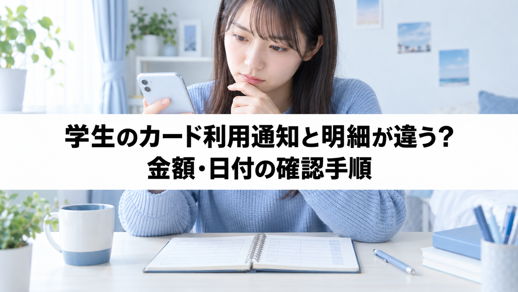学生のカード利用通知と明細の金額日付が異なる場合の確認手順